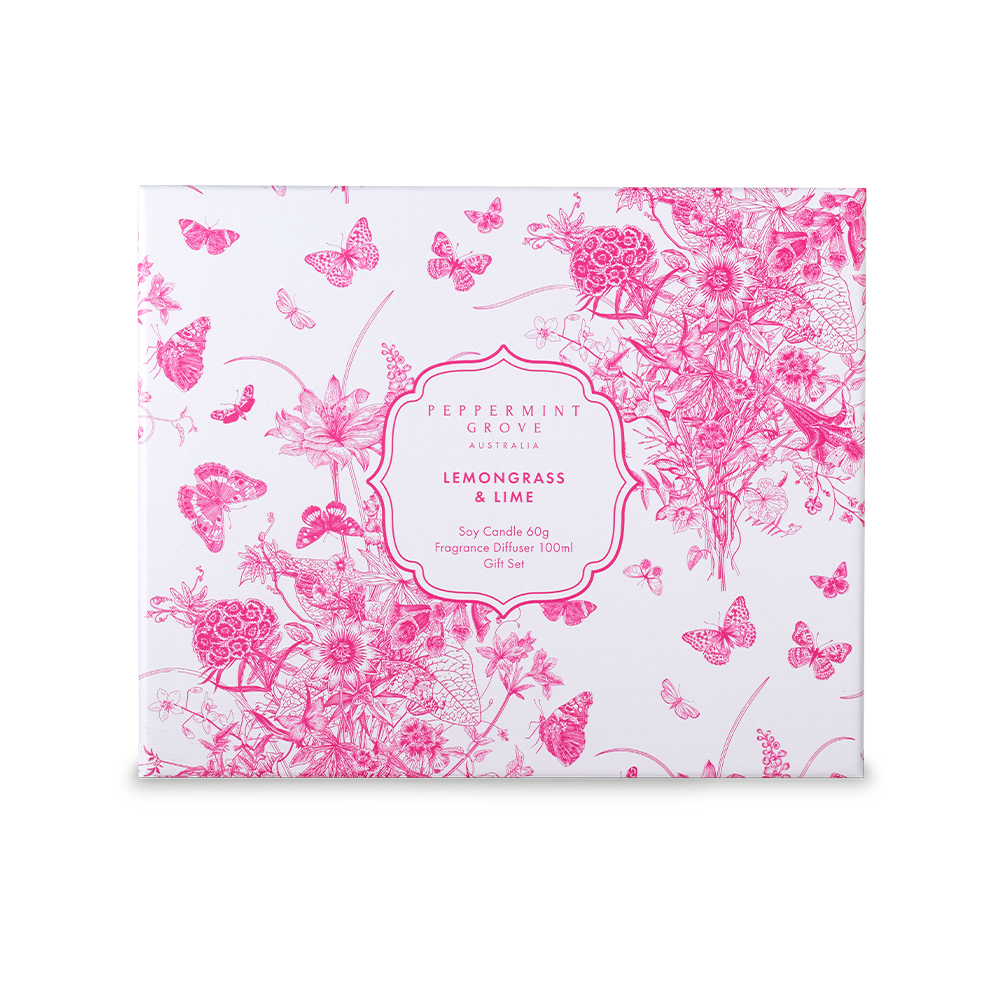 Lemongrass & Lime Candle & Diffuser Gift Set Peppermint Grove