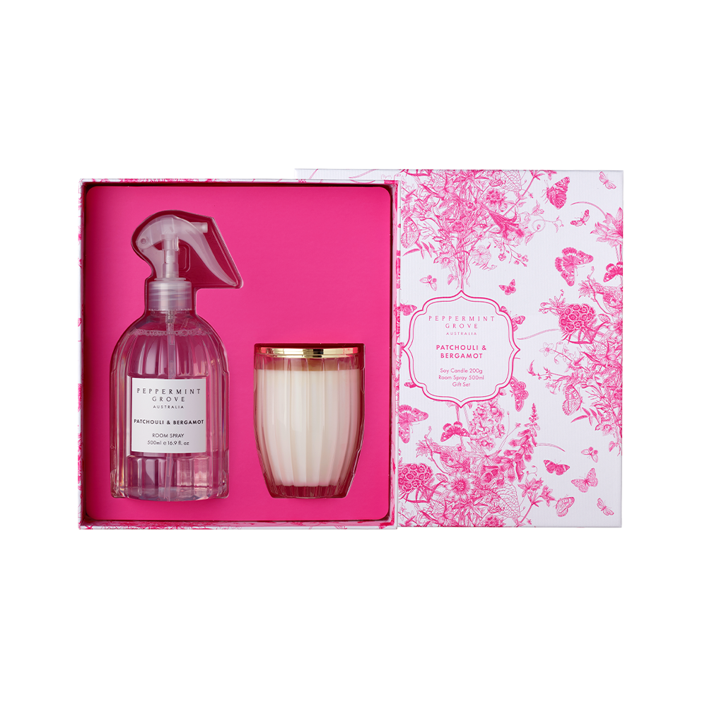 Patchouli & Bergamot Candle & Room Spray Gift Set | Peppermint Grove